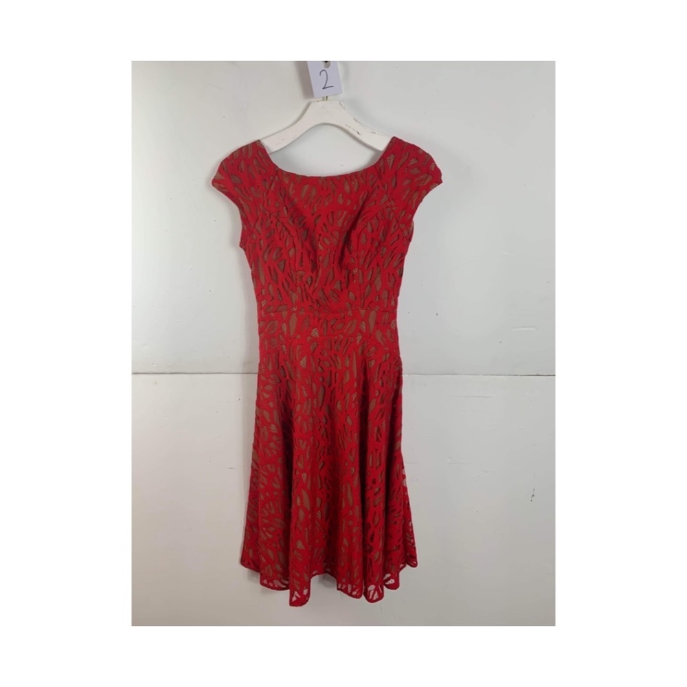 Anthropologie Eva Franco Red Cap Sleeve Midi Fully libed A-line Dress